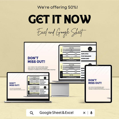 Employee Performance Scorecard HR Template | Staff Appraisal Form | Performance Review Dashboard | Editable HR Tracker
