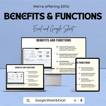 Financial Procedure Tracking Sheet | Excel & Google Sheets | Monitor and Optimize Financial Procedures | Customizable | Instant Download