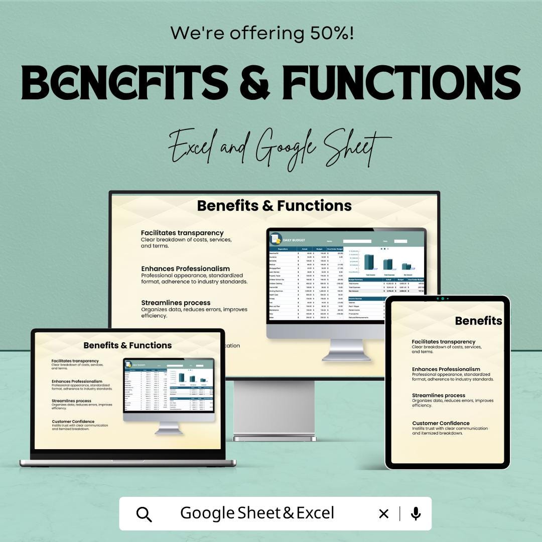 Daily Budget Template | Google Sheets Excel Budget Planner | Expense Tracker Spreadsheet | Personal Finance Planner | Digital Download