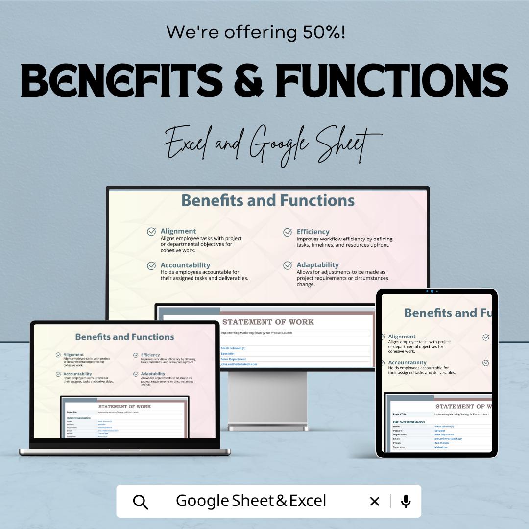 Employee Statement of Work Template, SOW Template Excel, Project Scope Document, Employee Management Sheet