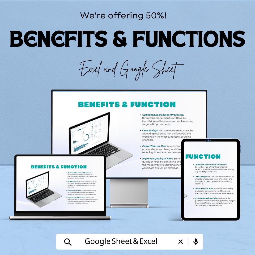 Recruitment vs Hires Dashboard Sheet | Excel & Google Sheets Template | Track Recruitment Performance | Visualize Hiring Metrics