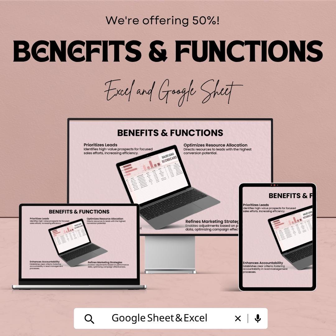 Sales Lead Scorecard Template | Lead Tracking Spreadsheet | Sales Pipeline Tracker | Excel & Google Sheets | Lead Management Sheet
