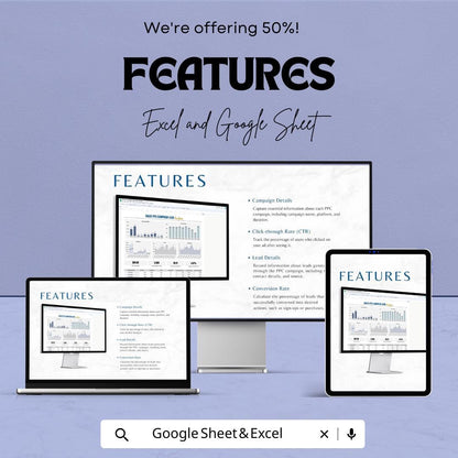 Sales PPC Campaign Lead Analysis Template | PPC Marketing Dashboard | Cpc CTR Conversion Tracker