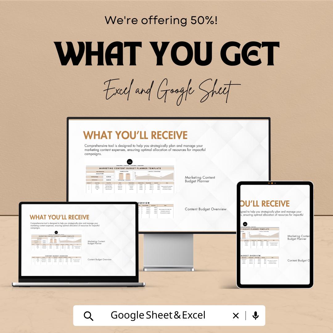Marketing Content Budget Planner Template | Content Marketing Budget Sheet | Campaign Expense Tracker |  Social Media Budget Template