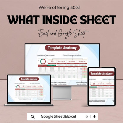 Advertising Media Invoice Tracking Spreadsheet Template  | Ad Invoice Tracker | Media Spend Dashboard | Marketing Payment Tracker