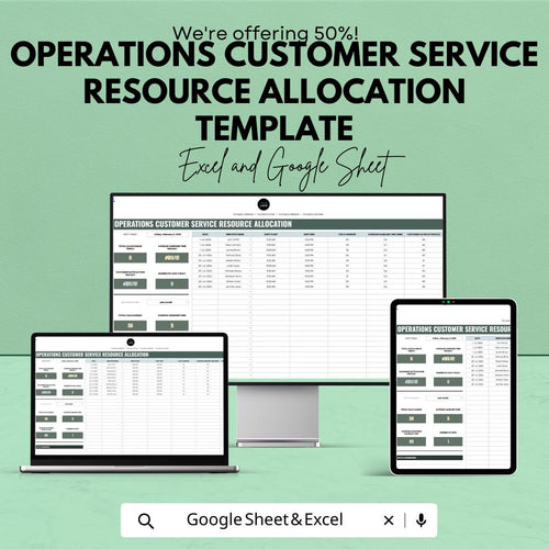 Customer Service Resource Allocation Template | Call Center Staffing Spreadsheet | Workforce Planning Tool | Excel & Google Sheets