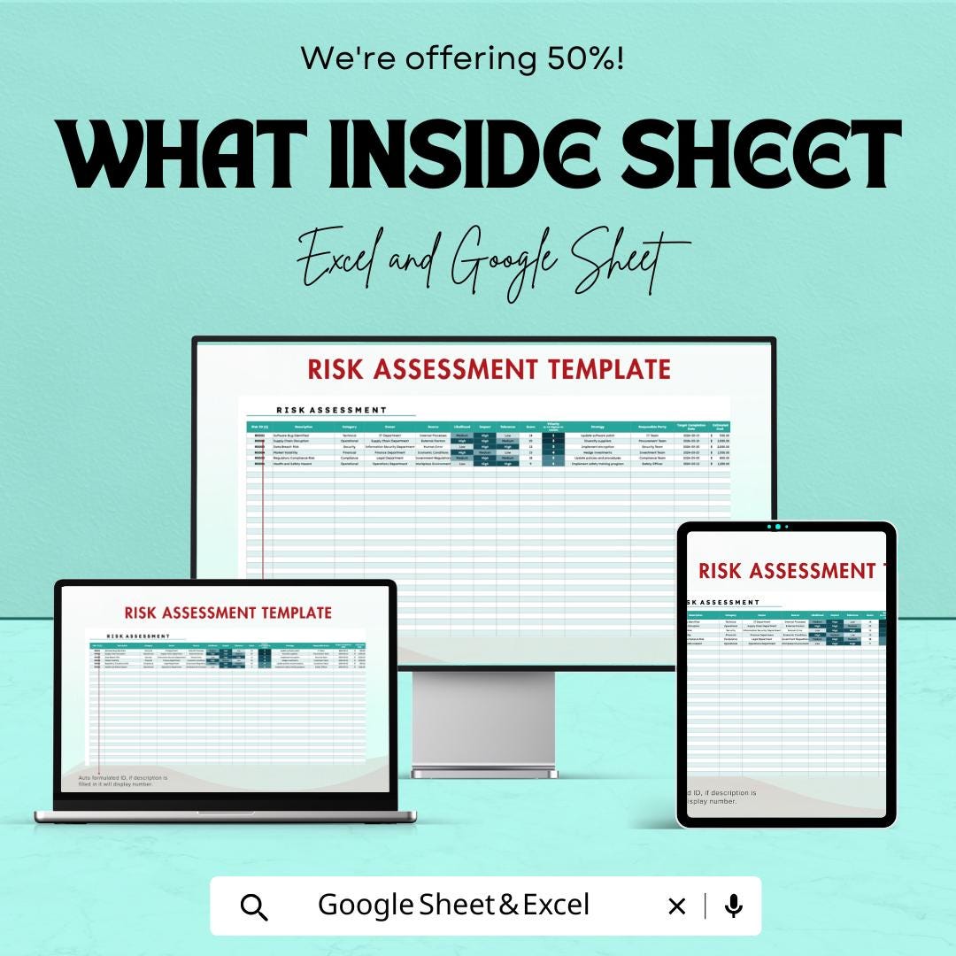 Risk Assessment Sheet - Excel & Google Sheet Template for Comprehensive Risk Management