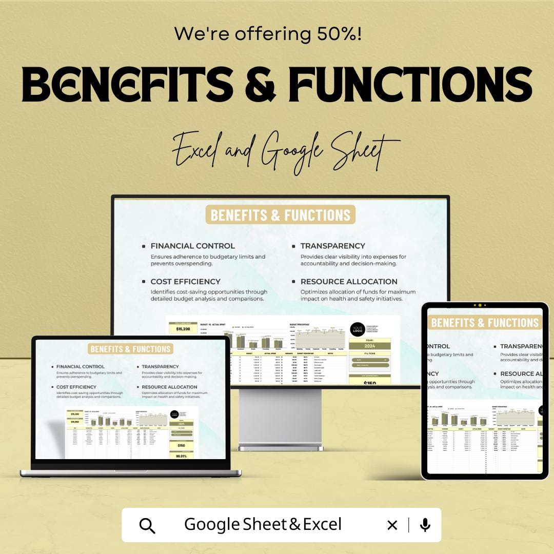 Health & Safety Campaign Budget Tracker Template | Excel and Google Sheets | Safety Budget Planner | HSE Campaign Cost Tracker