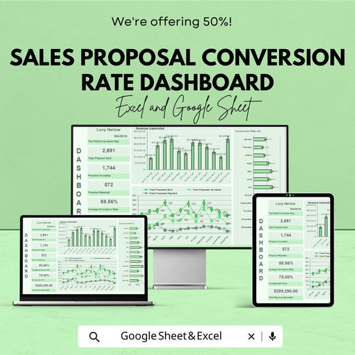 Sales Proposal Conversion Rate Dashboard | Excel & Google Sheet | Sales Analytics | Conversion Tracking Template