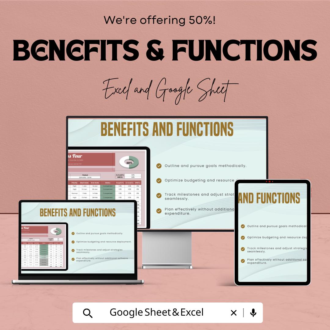 Company Goals Tracker Template | Business Goal Planner | Excel & Google Sheets Tracker | KPI Tracker | Project Management Spreadsheet |