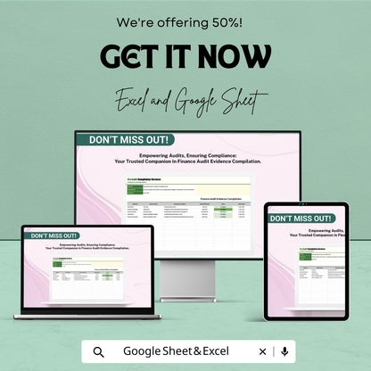 Finance Audit Evidence Compilation Template | Audit Documentation Sheet | Compliance Tracking Template | Financial Audit Workbook