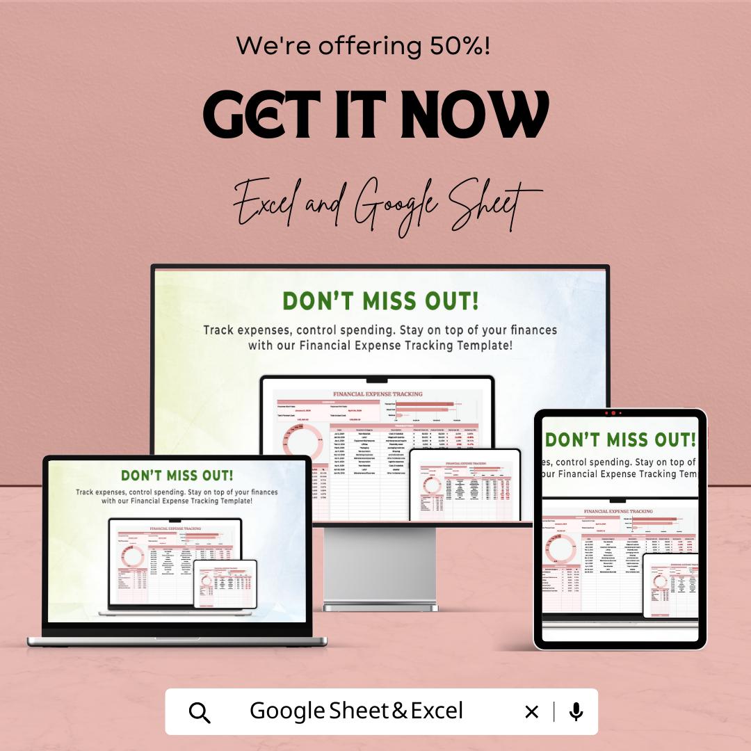 Financial Expense Tracking Template | Expense Tracker Spreadsheet | Budget and Spending Tracker | Excel & Google Sheets