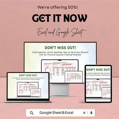 Financial Expense Tracking Template | Expense Tracker Spreadsheet | Budget and Spending Tracker | Excel & Google Sheets