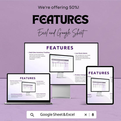 Product Inventory and Sales Tracker Sheet | Excel and Google Sheets | Stock and Order Log | Sales Report Template | Instant Download