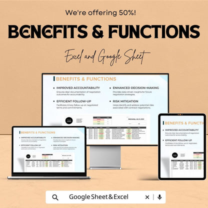 Legal Contract Negotiation Outcome Tracker Template | Excel & Google Sheets | Contract Management Spreadsheet | Lawyer Negotiation Tracker