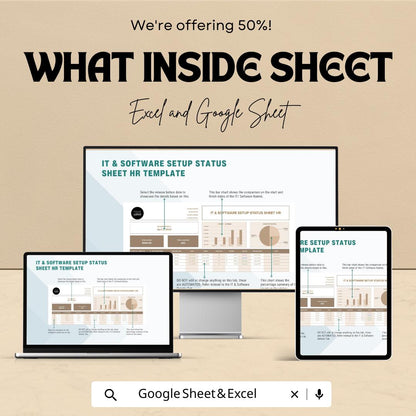 IT & Software Setup Status Sheet Hr Template | Employee IT Onboarding Tracker | Excel and Google Sheets IT Management Tool