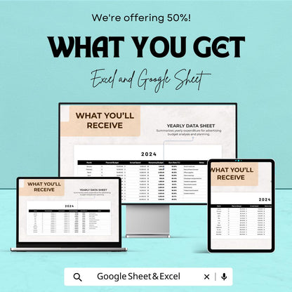 Advertising Budget Burn Rate Worksheet – Excel & Google Sheets – Track and Manage Advertising Spend Efficiently – 50% OFF