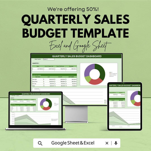 Quarterly Sales Budget Template | Sales Budget Planner | Quarterly Revenue Forecast | Excel & Google Sheets | Sales Planning Spreadsheet