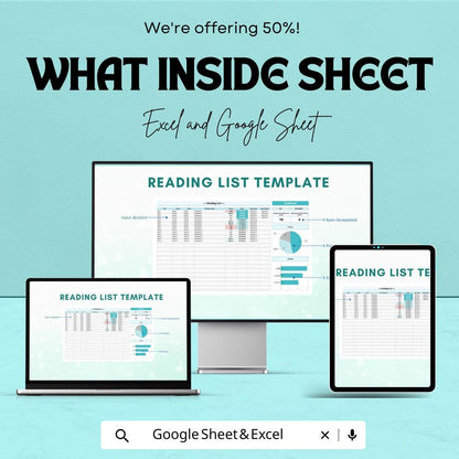 Reading List Sheet | Excel & Google Sheets | Book Tracker Dashboard | Reading Log Template | Digital Reading Planner