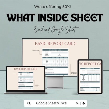 Basic Report Card Template | Editable Grade Report | Student Progress Tracker | Printable & Digital | Report Card
