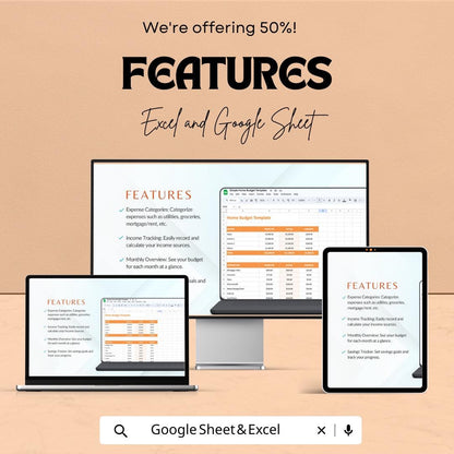 Simple Home Budget Template | Monthly Expense Tracker | Household Finance Planner | Personal Budget Spreadsheet | Digital Download