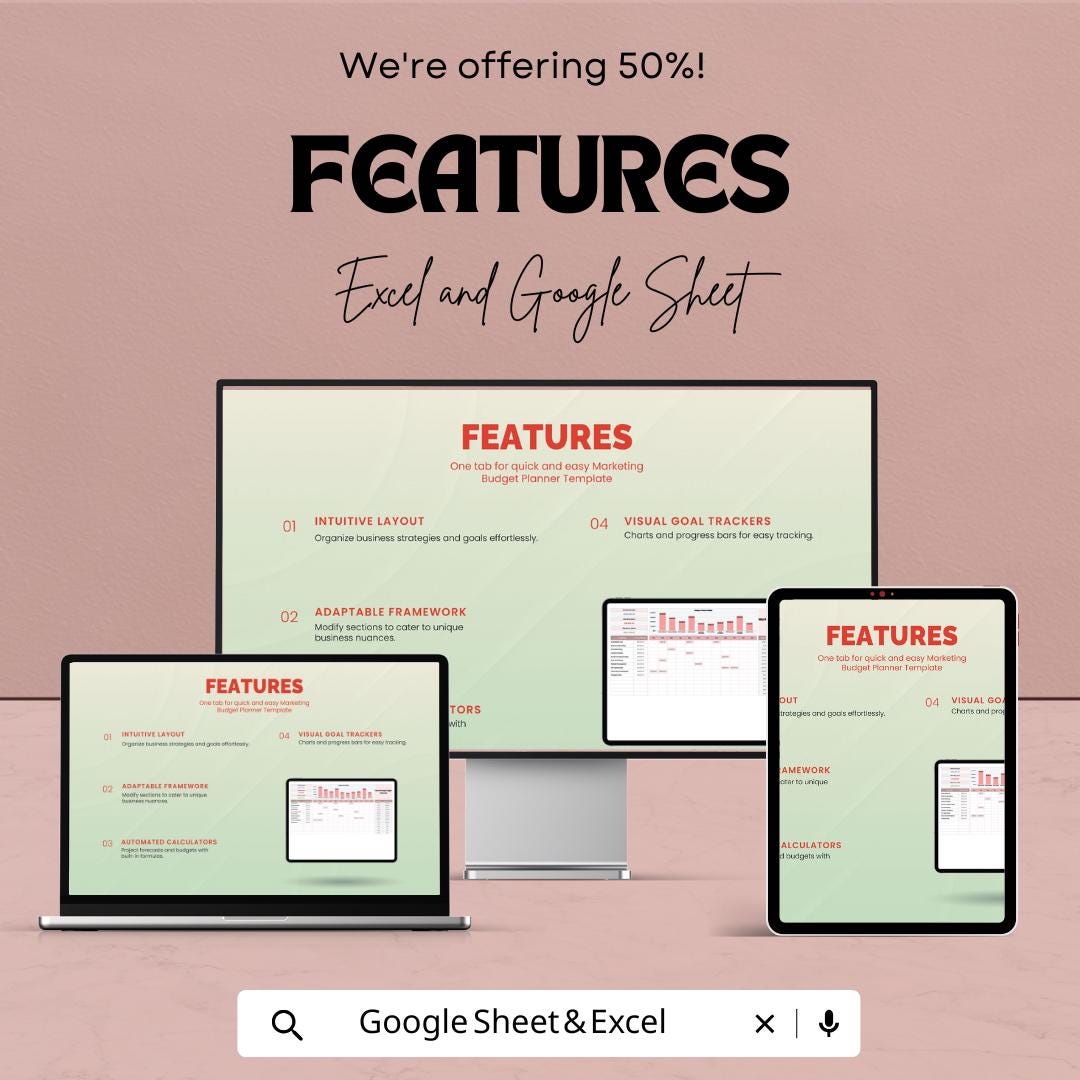 Marketing Budget Planner Template | Marketing Budget Sheet | Monthly Budget Planner | Marketing Expense Tracker | Google Sheet