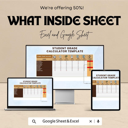 Student Grade Calculator Template | Grade Tracker Spreadsheet | GPA Calculator | Student Score Tracker