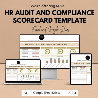 HR Audit and Compliance Scorecard Template | HR Compliance Tracker | Audit Checklist | Excel & Google Sheets HR Template