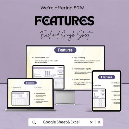 Advertising Media Buying ROI Forecast Model Template | Marketing Budget Planner | ROI Calculator | Digital Marketing Forecast Tool