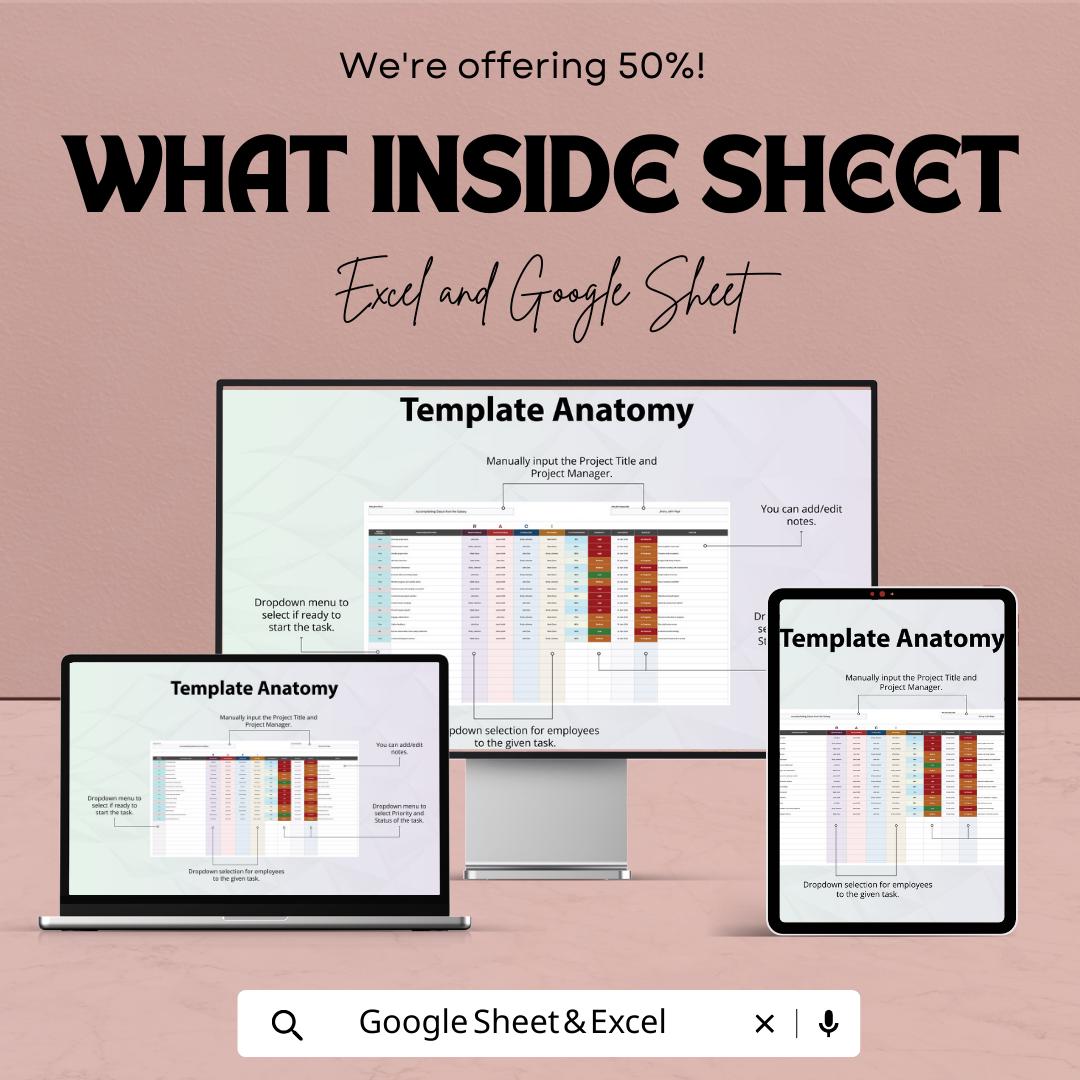 Basic RACI Chart Template | Project Management Responsibility Matrix | Team Task Roles Tracker | Excel and Google Sheets Template