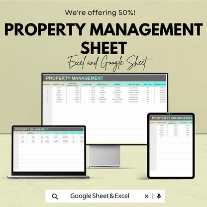 Property Management Sheet | Excel & Google Sheets Template | Tenant, Maintenance, and Financial Tracker | Instant Download