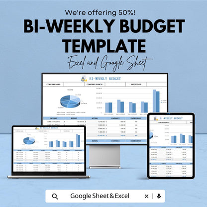 Bi-Weekly Budget Template | Paycheck Budget Planner Spreadsheet | Income and Expense Tracker | Excel & Google Sheets