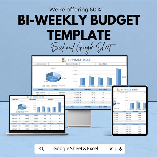 Bi-Weekly Budget Template | Paycheck Budget Planner Spreadsheet | Income and Expense Tracker | Excel & Google Sheets