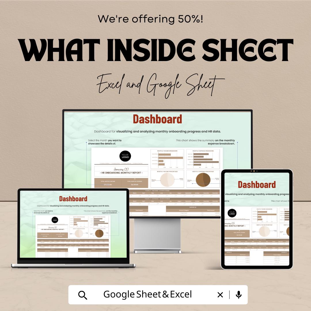 HR Onboarding Monthly Report Template | Employee Onboarding Dashboard  | HR Tracking & Progress Report