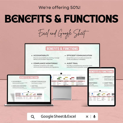 Health & Safety Message Log Template | Safety Communication Tracker | Compliance Log | Safety Audit and Distribution Tracker