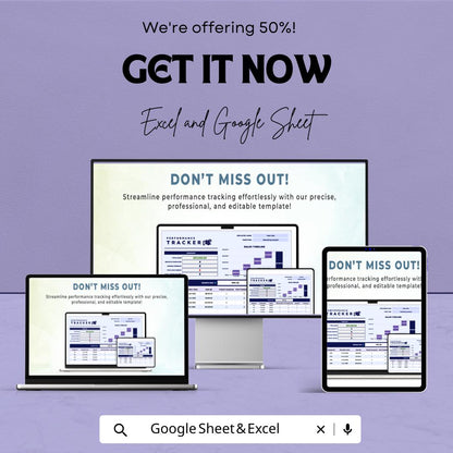 Performance Tracker Template for Excel & Google Sheets, Employee Performance Dashboard, Sales KPI Tracker, Business Productivity Spreadsheet