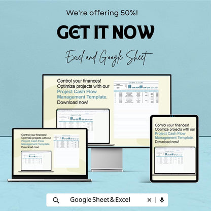 Project Cash Flow Management Sheet | Excel & Google Sheets | Cash Flow Tracker | Finance Planner | Budget Management Template