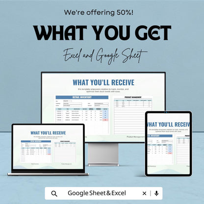 Retail Inventory Template Excel & Google Sheets | Store Inventory Tracker | Stock Management Spreadsheet | Small Business Inventory Log