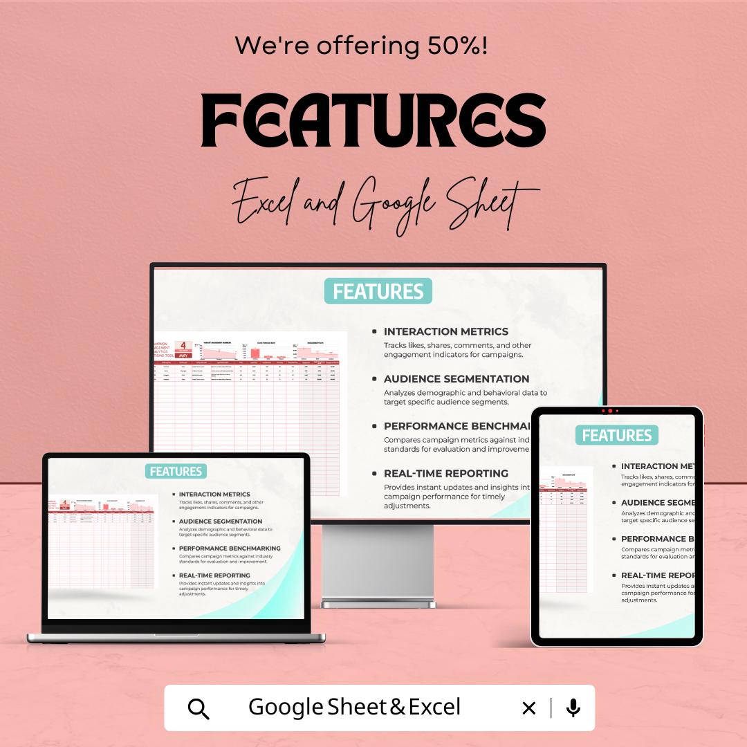 Campaign Engagement Analytics Template | Advertising Performance Tracker | Marketing KPI Dashboard | Engagement Metrics Tool