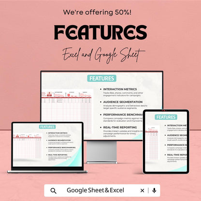 Campaign Engagement Analytics Template | Advertising Performance Tracker | Marketing KPI Dashboard | Engagement Metrics Tool
