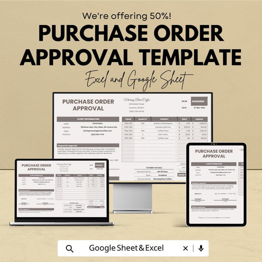 Purchase Order Approval Template | Procurement Approval Tracker | Purchase Approval Form | Excel & Google Sheets | Business Procurement