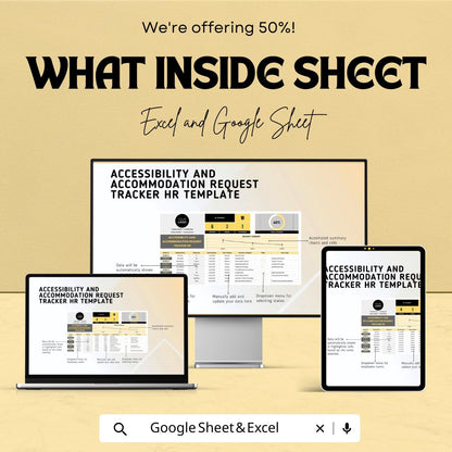 Accessibility and Accommodation Request Tracker HR Template | Excel & Google Sheets | HR Accessibility Compliance Tool