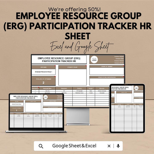 Employee Resource Group (ERG) Participation Tracker HR Sheet - Excel and Google Sheet - Monitor Diversity, Engagement & Event Attendance |
