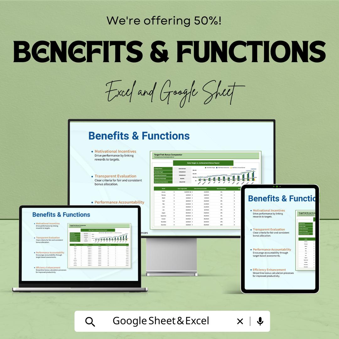 Sales Target vs Achievement Bonus Payout Template | Sales Performance Tracker | Incentive Calculator | Commission Template