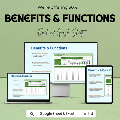 Sales Target vs Achievement Bonus Payout Template | Sales Performance Tracker | Incentive Calculator | Commission Template