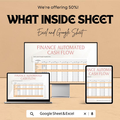 Finance Automated Cash Flow Projection Template | Cash Flow Forecast Spreadsheet | Business Financial Planner | Budget Projection Tool