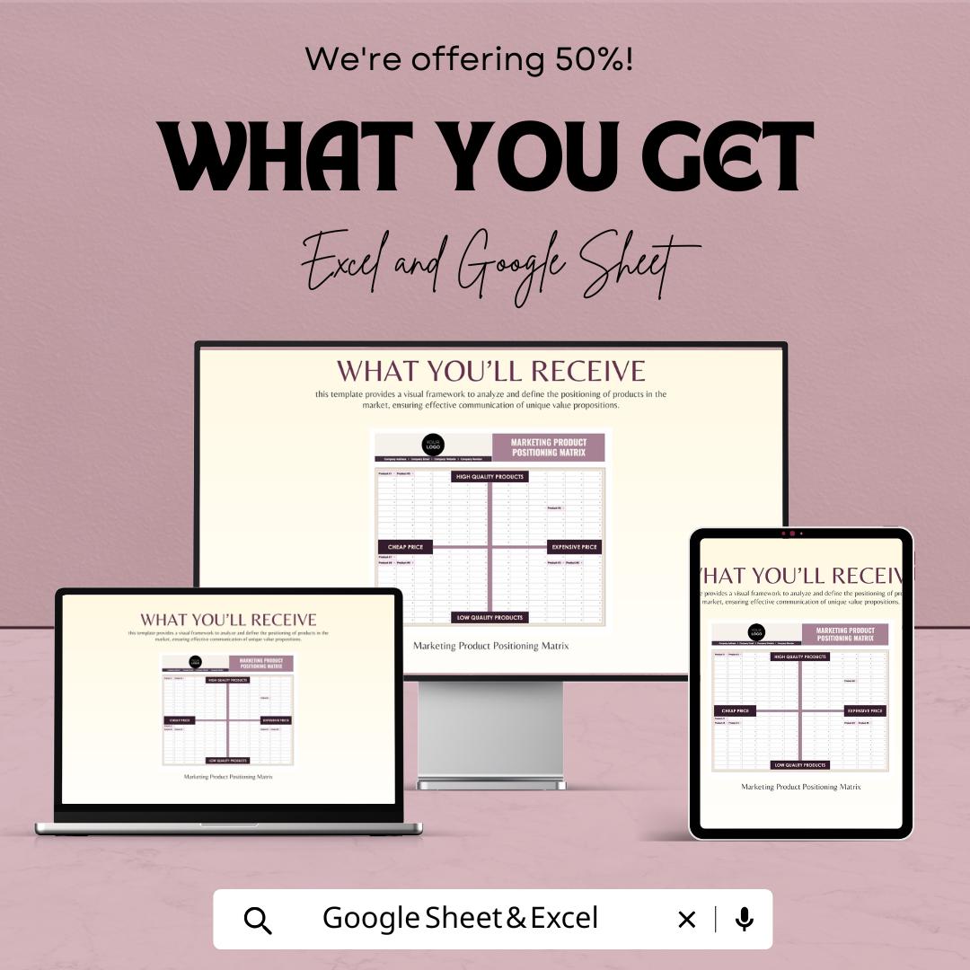 Marketing Product Positioning Matrix Template | Product Positioning Map | Marketing Strategy Tool | Value Proposition Planner