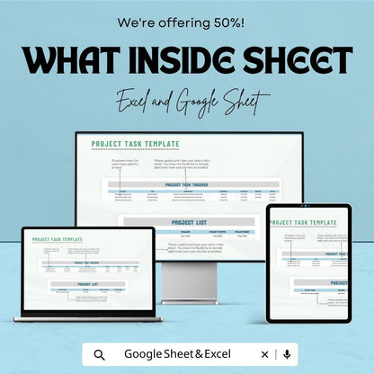 Project Task Template | Task Management Sheet | Project Planner Checklist | Editable Task Tracker | Project Planning Template for Teams