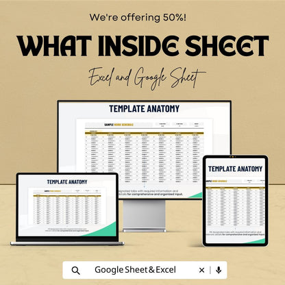 Work Schedule Template Excel Google Sheets | Employee Shift Schedule Planner | Staff Roster Spreadsheet | Weekly Work Schedule Template