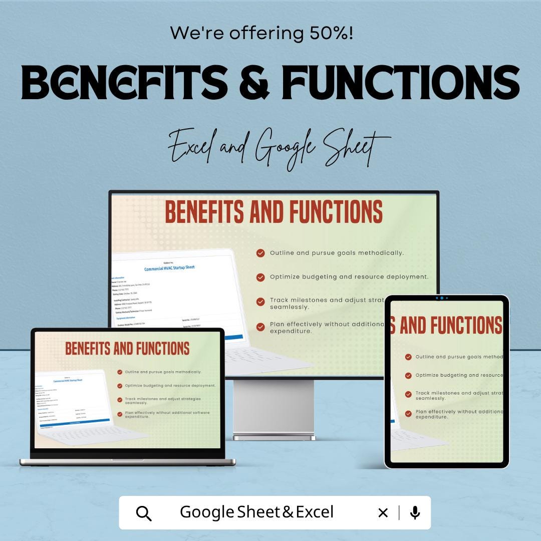 Commercial HVAC Startup Sheet Template | HVAC Commissioning Form | HVAC Checklist Excel | Startup Report Template | Google Sheets